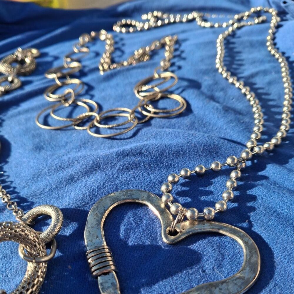 silvertone necklace trio perfect for layering!